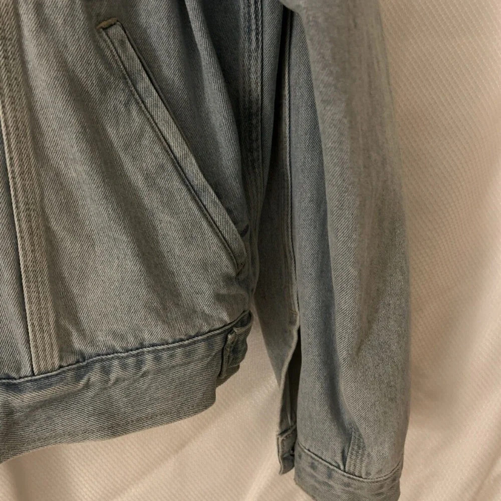 Banana Republic Men’s Size XL Denim Button Front Blue Jean Jacket Tan Collar